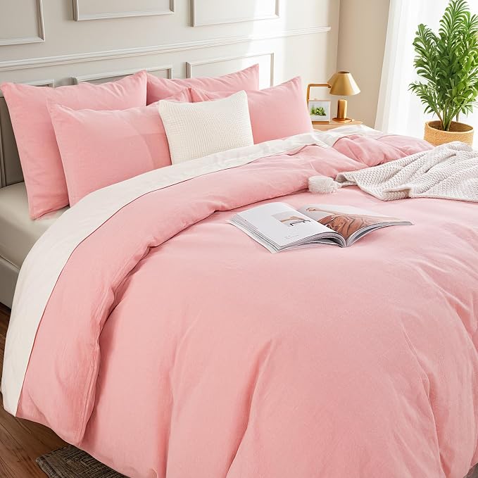 NEXHOME PRO Duvet Cover Twin 100% Washed Cotton, Organic Natural Linen Like - Image 4