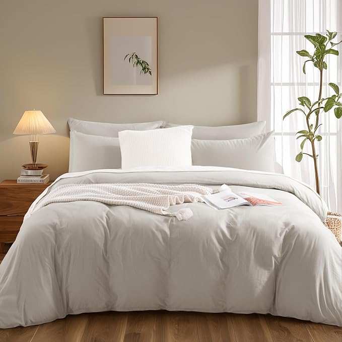 NEXHOME PRO Duvet Cover Full Size, 100% Washed Cotton Orgnic Linen Like - Image 2