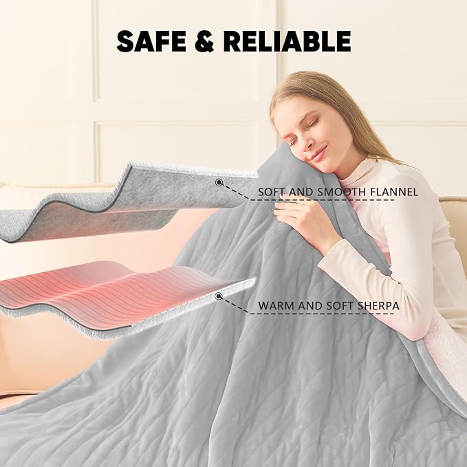 greenoak Heated Blanket Electric King Size 100"X90" Dual Control, Heating - Image 7
