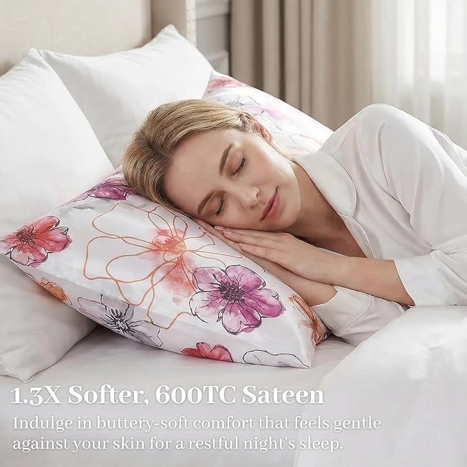 YIYEA 100% Viscose Derived from Bamboo Pillow Cases Set of 2, 600 Thread Count - Image 4