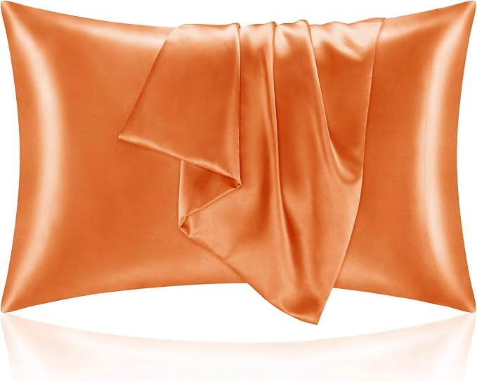 BEDELITE Satin Pillowcase with Zipper 2 Pack, Burnt Orange Pillow Cases by BEDELITE