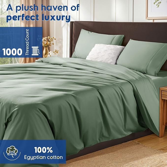 SONORO KATE 100% Egyptian Cotton Duvet Cover Queen Size, 1000 Thread Count - Image 2
