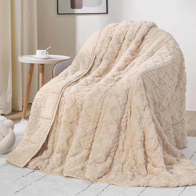 Drewin Weighted Blanket for Adults Queen Size 15 lbs, Soft Fuzzy Jacquard by Home