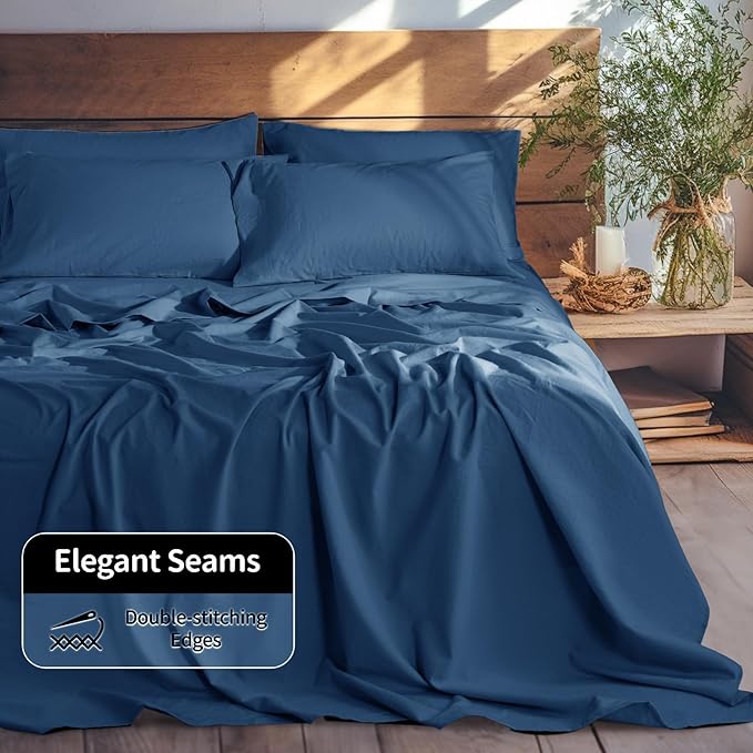 LBRO2M 100% Pure Linen Sheet Set Deep Pocket Up to 16" Bed Sheets Sets - Image 7