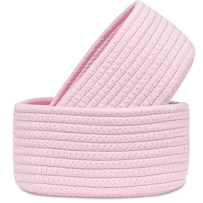 【2 Pack】ABenkle Small Woven Baskets, Tiny Oval Shallow Storage Baskets by ABenkle