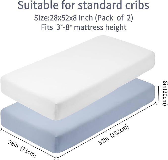 GUNTAIL Crib Sheets for Boys Girls, 100% Cotton Fitted Crib Sheet 2 Pack for - Image 4