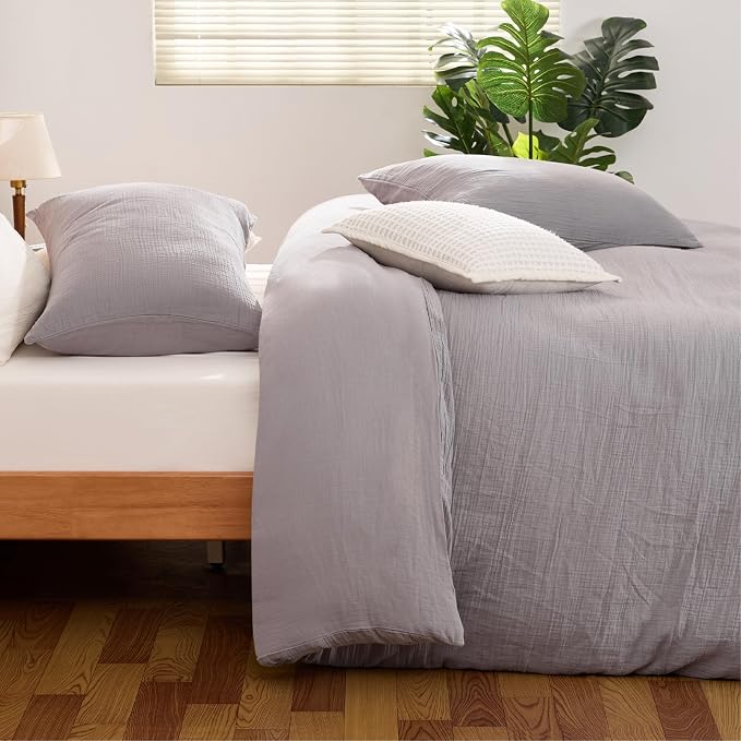 Gray Duvet Cover Queen Size, 100% Sandwashed Cotton Soft Queen Duvet Cover Set - Image 8