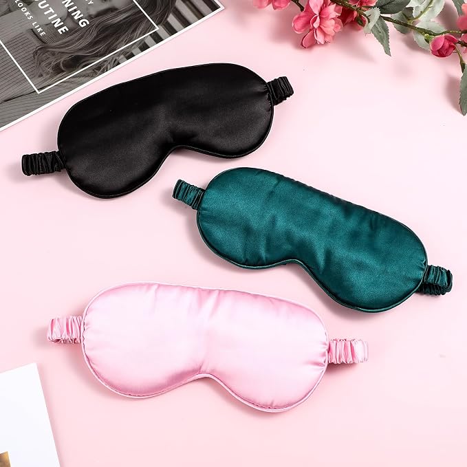 Dimeho 3 Pcs Sleep Mask Soft Silky Eye Masks Cover - Image 3