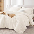 MUXHOMO 7 Pieces Queen Comforter Set, Seersucker Bed in a Bag Queen Size by MUXHOMO