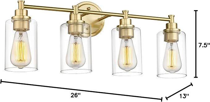 FEMILA Vanity Lights for Bathroom, Modern 4-Light Gold Bathroom Light Fixture - Image 8
