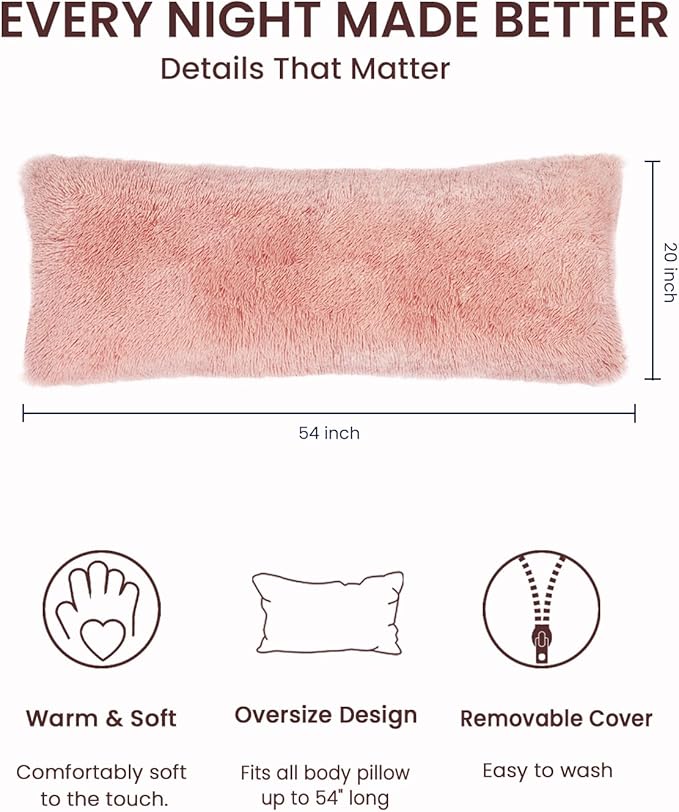 ZonLi Fuzzy Body Pillow Cover, Faux Fur Long Pillow Cover - Image 4