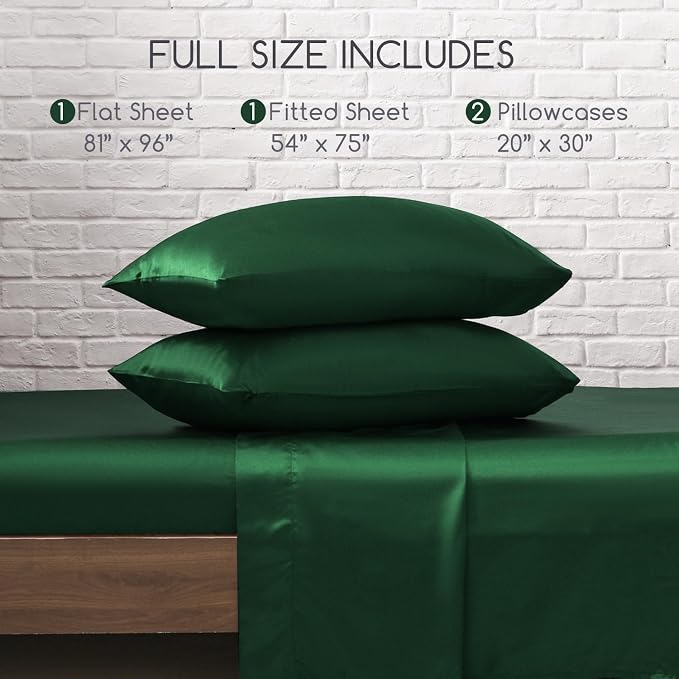 MR&HM Satin Bed Sheets, Full Size Sheets Set - Image 7