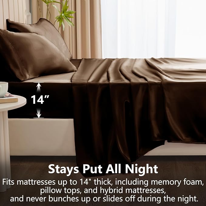 CozyLux Satin Sheets Queen Size Bed Set - Image 4