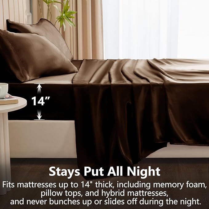 CozyLux Satin Sheets Queen Size Bed Set - Image 4