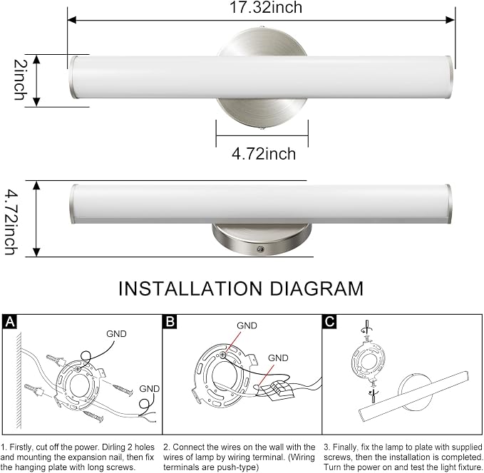 OOWOLF 2 Pack LED Vanity Light Bar - Image 8