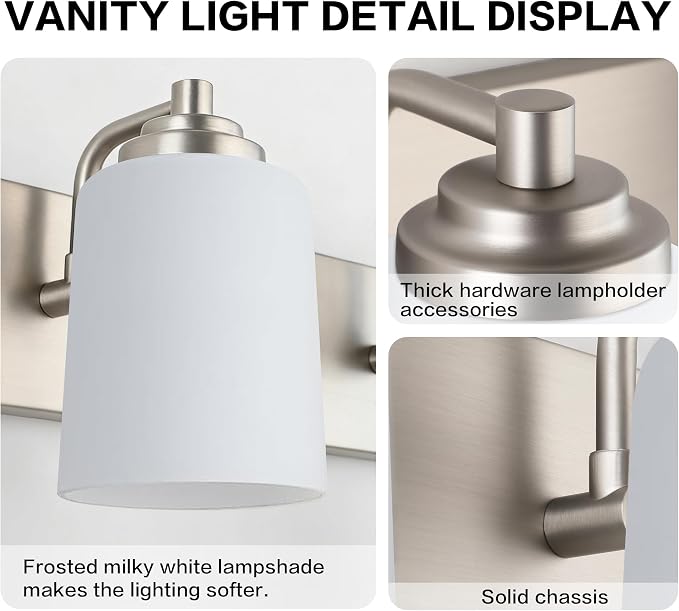 SOLFART Brushed Nickel 2 Light Vanity Lights - Image 3