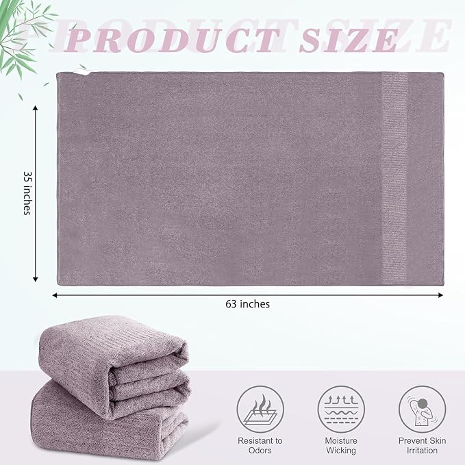 SEISSO Bath Towels 4 Pack Large Bathroom Bamboo Viscose Towels 35” x 63” Plush - Image 3