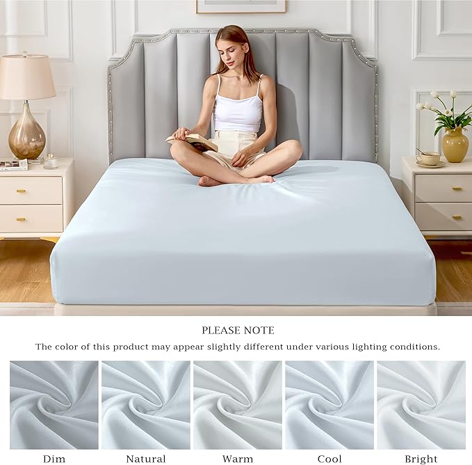 FreshCulture Pure Cotton Fitted Sheets Twin Size, 300 Thread Count Percale - Image 7