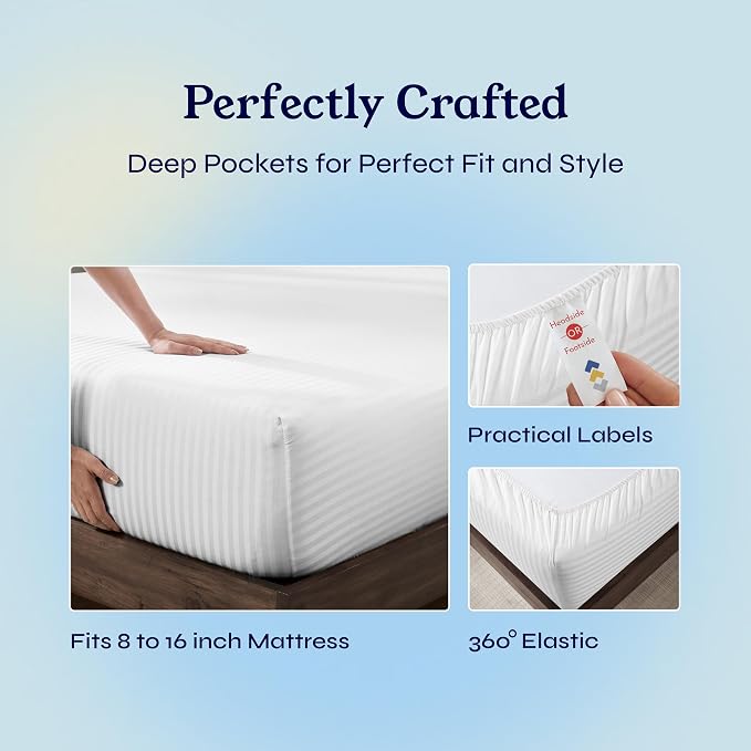California Design Den Soft 100% Cotton Full Sheet Set, 400 TC Good Housekeeping - Image 6