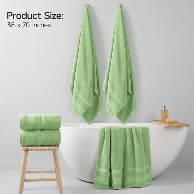 REDKISS 100% Cotton Bath Towels Set of 2, Extra Large Bath Sheets 35 X 70 Inches - Image 2