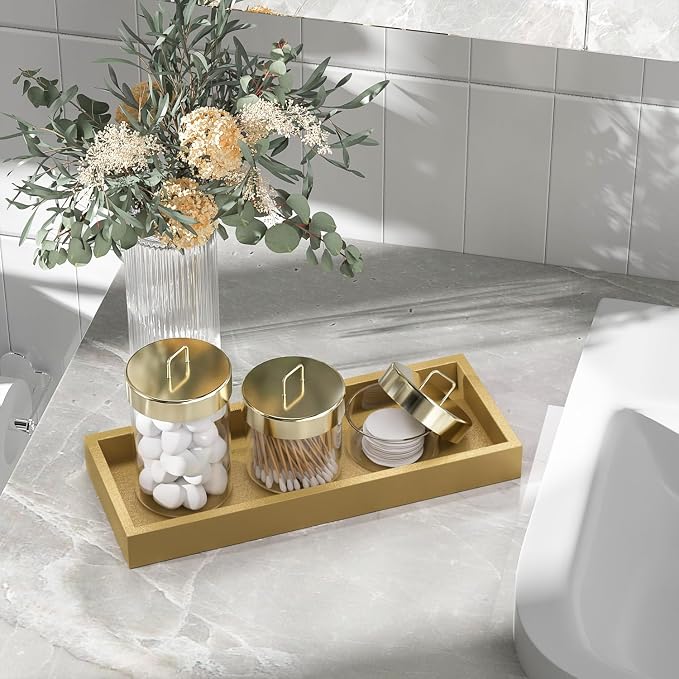 ZHWS Gold Bathroom Vanity Tray for Soap Dispenser, Toilet Tank Tray, Kitchen - Image 3
