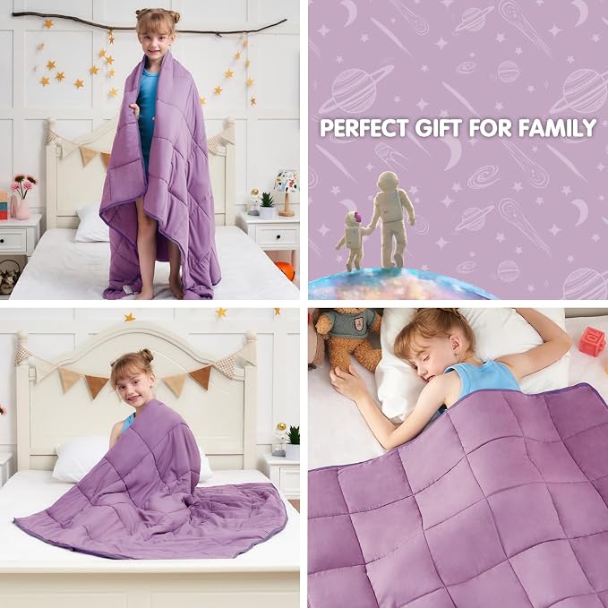 Purple Weighted Blanket Kids 3lbs, Cooling Heavy Throw Blanket - Image 6