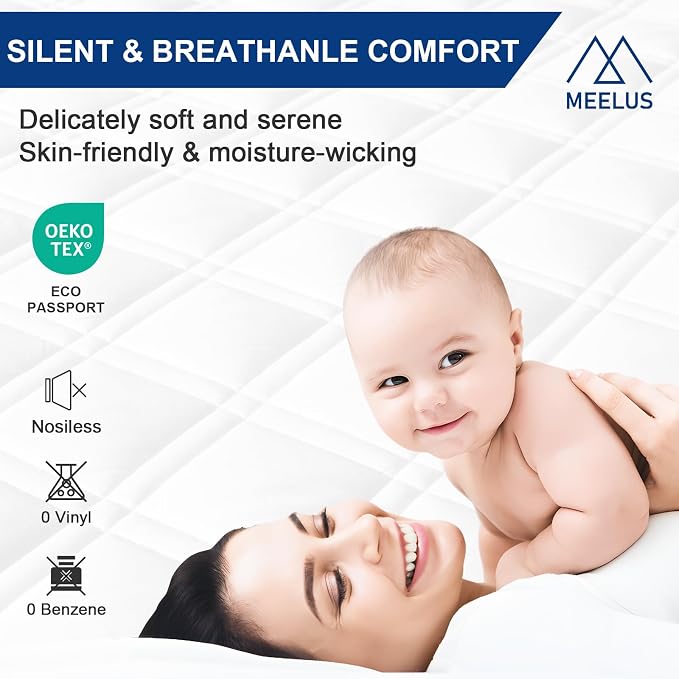 MEELUS Twin XL Mattress Protector, Breathable Waterproof Mattress Pad Cover - Image 4