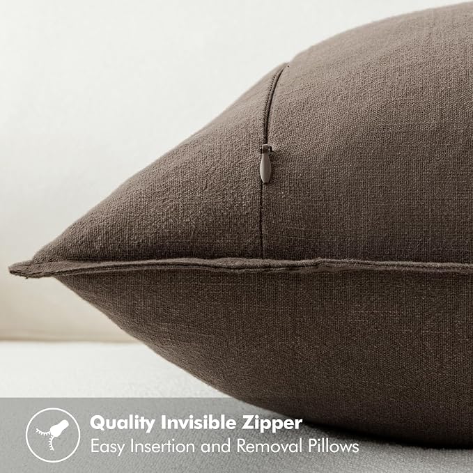 MIULEE Decorative Linen Pillow Covers 18x18 Inch CoffeeBoho Farmhouse Neutral - Image 6