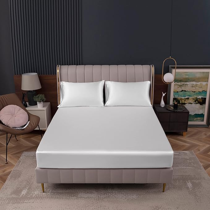 Homiest White Satin Fitted Sheet - Image 2