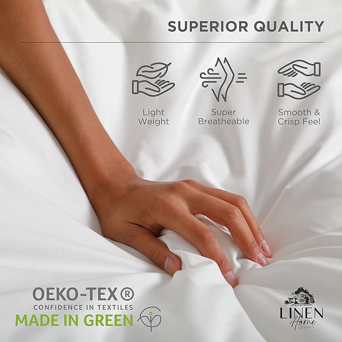 Linen Home 100% Cotton Percale Sheets Twin Size, Pastel Turk, Deep Pocket - Image 7