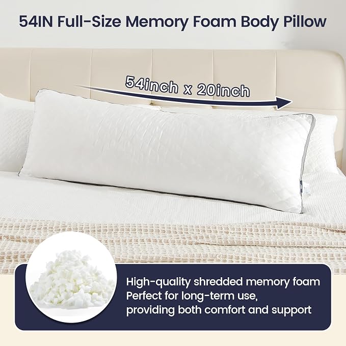 Rainmr Shredded Memory Foam Thick Body Pillow, Breathable Extra-Firm Large - Image 2