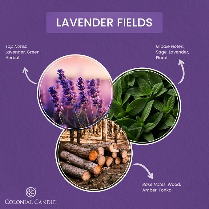 Colonial Candle Lavender Fields Scented Candle Jar, Highly Fragranced Candles - Image 2