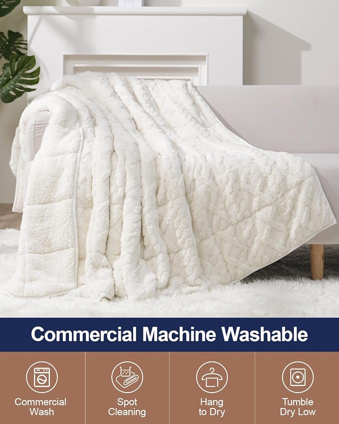 Super Fuzzy Soft Sherpa Fleece Weighted Blanket, 15 lbs Dual Sided Fluffy Heavy - Image 5