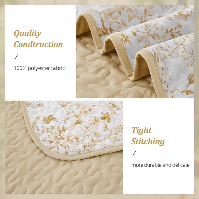 WONGS BEDDING Quilt Queen Size, Botanical Quilt - Image 4