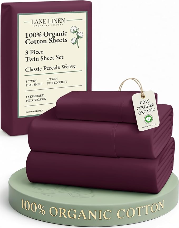 LANE LINEN Sustainably Produced 100% Organic Cotton Twin Bed Sheet Set by LaneLinen