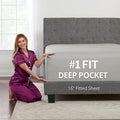 SilverLight Queen 16" Deep Pocket Fitted Sheet by DeaLuxeBedding