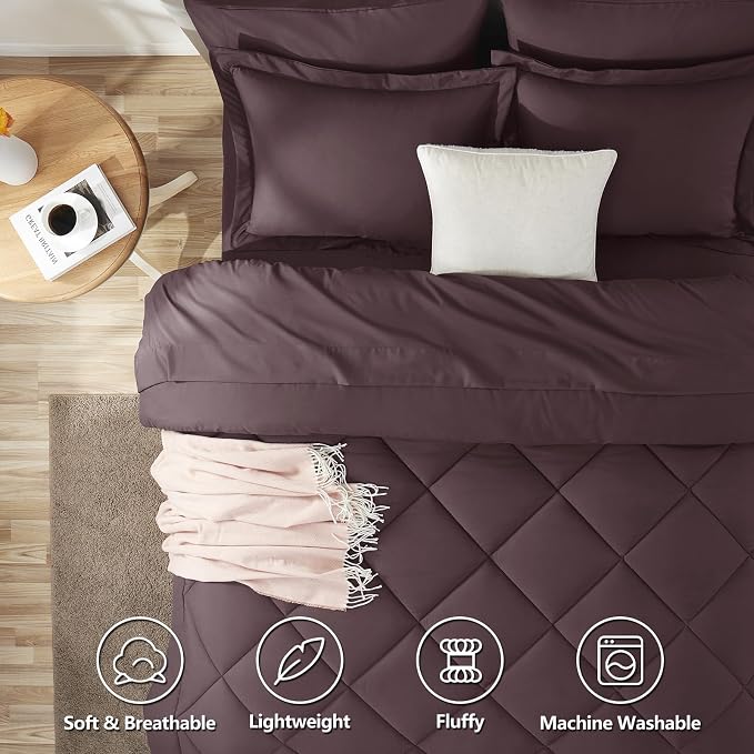 CozyLux King Size Comforter Set Cocoa Powder - Image 2
