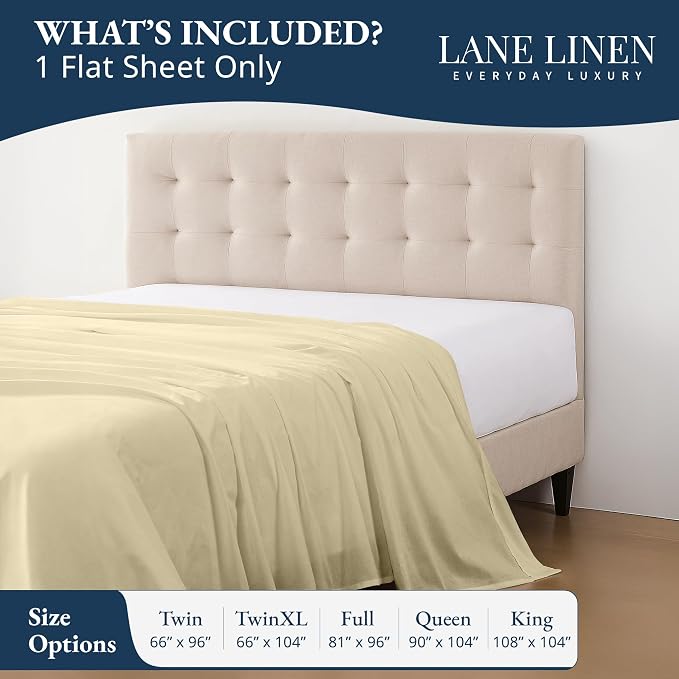 Lane Linen 100% Organic Cotton Full Size Flat Sheet Only - Image 2