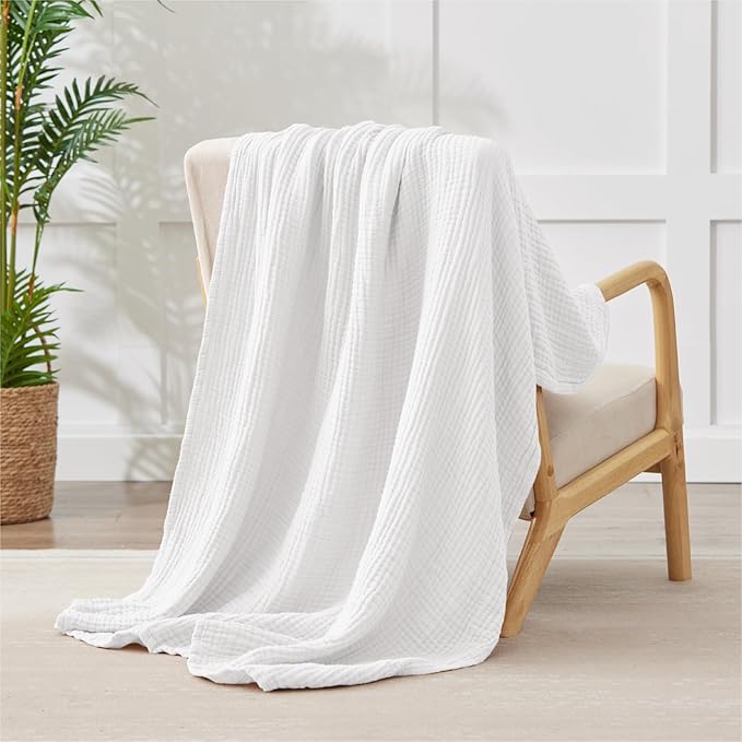 100% Cotton Muslin Blanket King 108" x 90", 6 Layers Breathable and Lightweight - Image 7