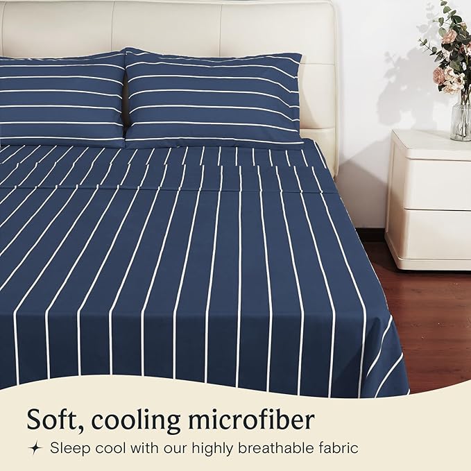 LuxClub 4 PC King Size Sheet Set, Breathable Luxury Bed Sheets, Deep Pockets - Image 3