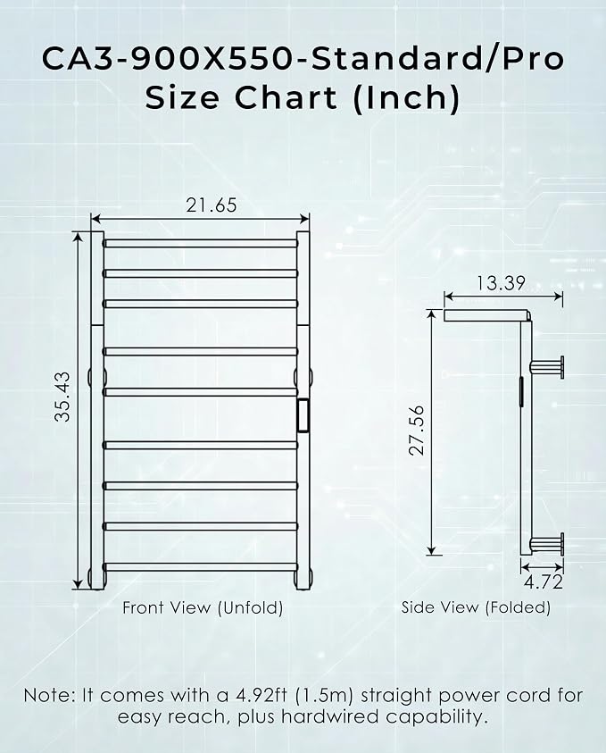 Foldable Heated Towel Rack, Dual-Zone Electric Towel Warmer Rack - Image 7