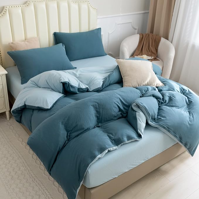 PURE ERA Jersey Knit Duvet Cover Set 100% T-Shirt Cotton Super Soft Comfy 3pc - Image 6