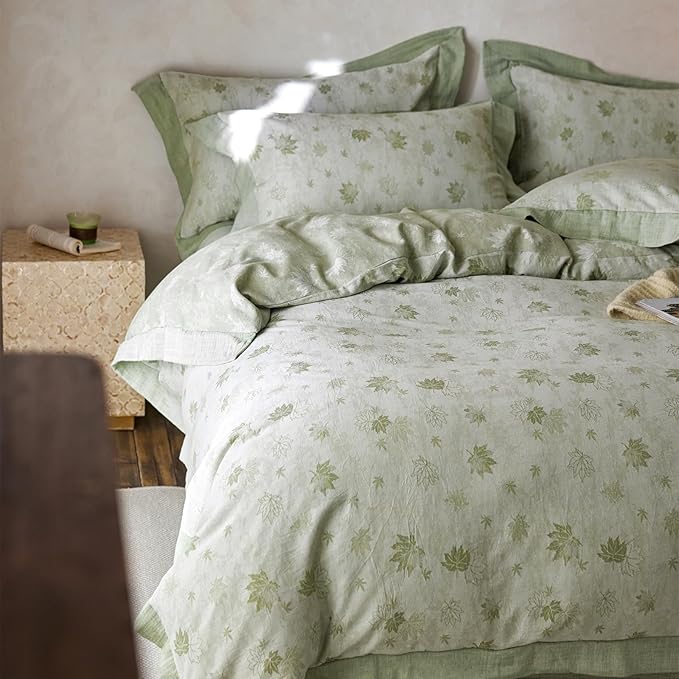 mixinni Yarn-Dyed Jacquard Duvet Cover Queen, Soft Breathable Double Layer Gauze - Image 5