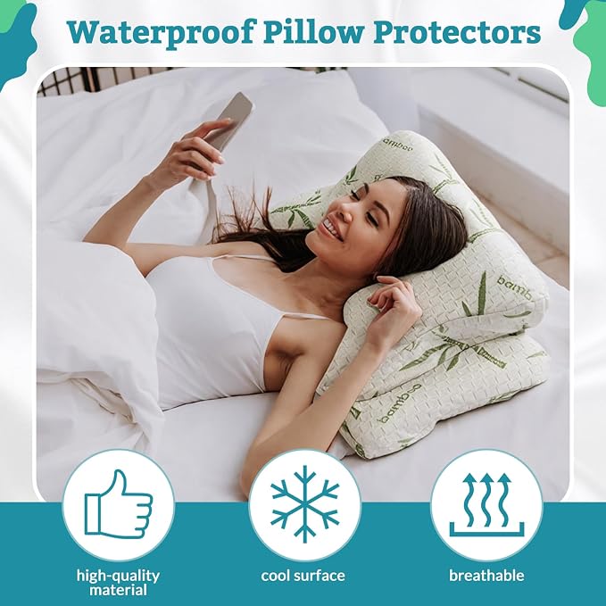 Hahafelt Cooling Cervical Pillowcase Waterproof Bamboo Neck Pillow Case - Image 4