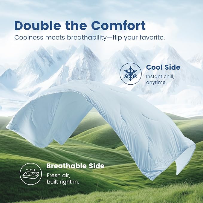Cozy Bliss Cooling Comforter Twin Size, Reversible Lightweight Cooling Blankets - Image 9