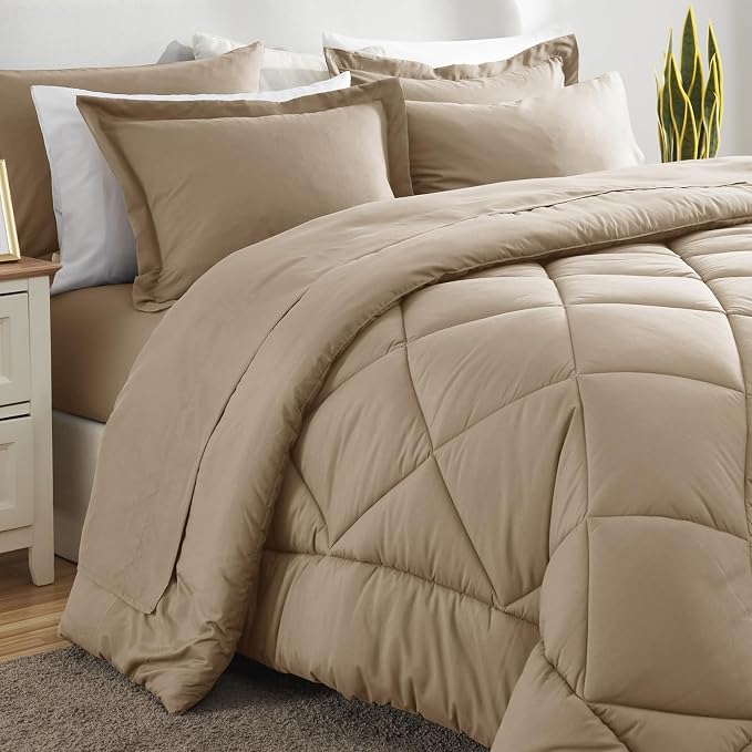 CozyLux Full Size Comforter Sets Taupe - Image 8