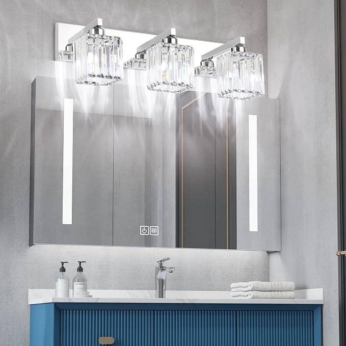Aipsun Vanity Light Fixtures Crystal Bathroom Lighting Fixtures Chrome Vanity - Image 2