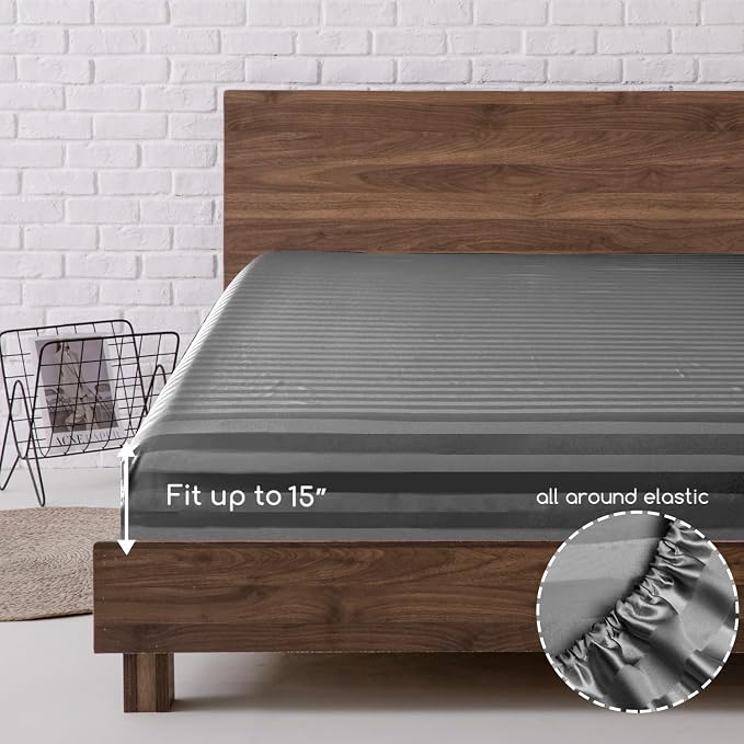MR&HM Satin Bed Sheets, Full Size Sheets Set - Image 5