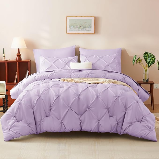 CozyLux King Size Comforter Set Lavender, 7 Pieces Bed in A Bag Light Purple - Image 9