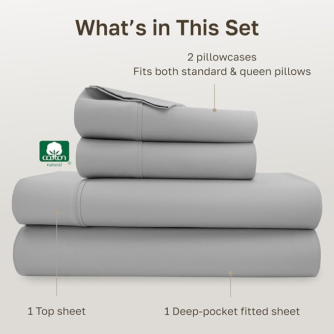 California Design Den Soft 100% Cotton Sheets Queen Size Set, 400 TC Good - Image 4